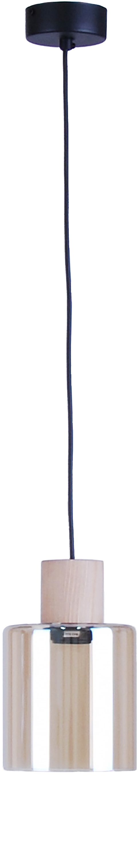 TK Lighting Orson lampa wisząca 1x15W czarny/drewno/bursztynowy 4550