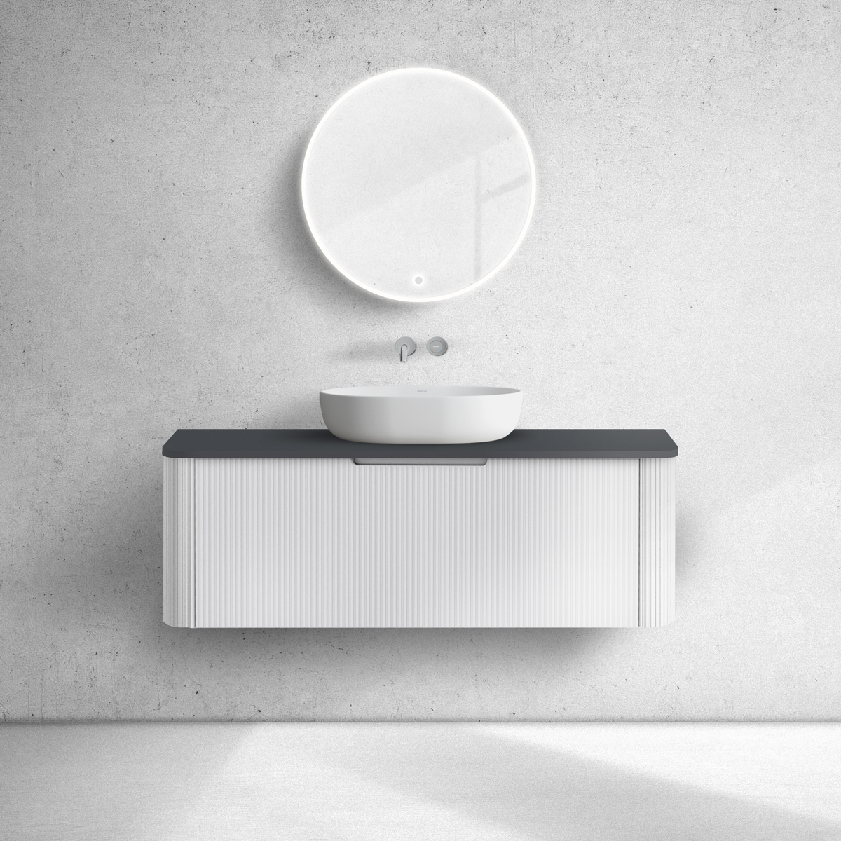 Oltens Hamnes szafka 120 cm podumywalkowa wisząca z blatem biały mat/czarny mat 68678000 - Wysyłka w 24h