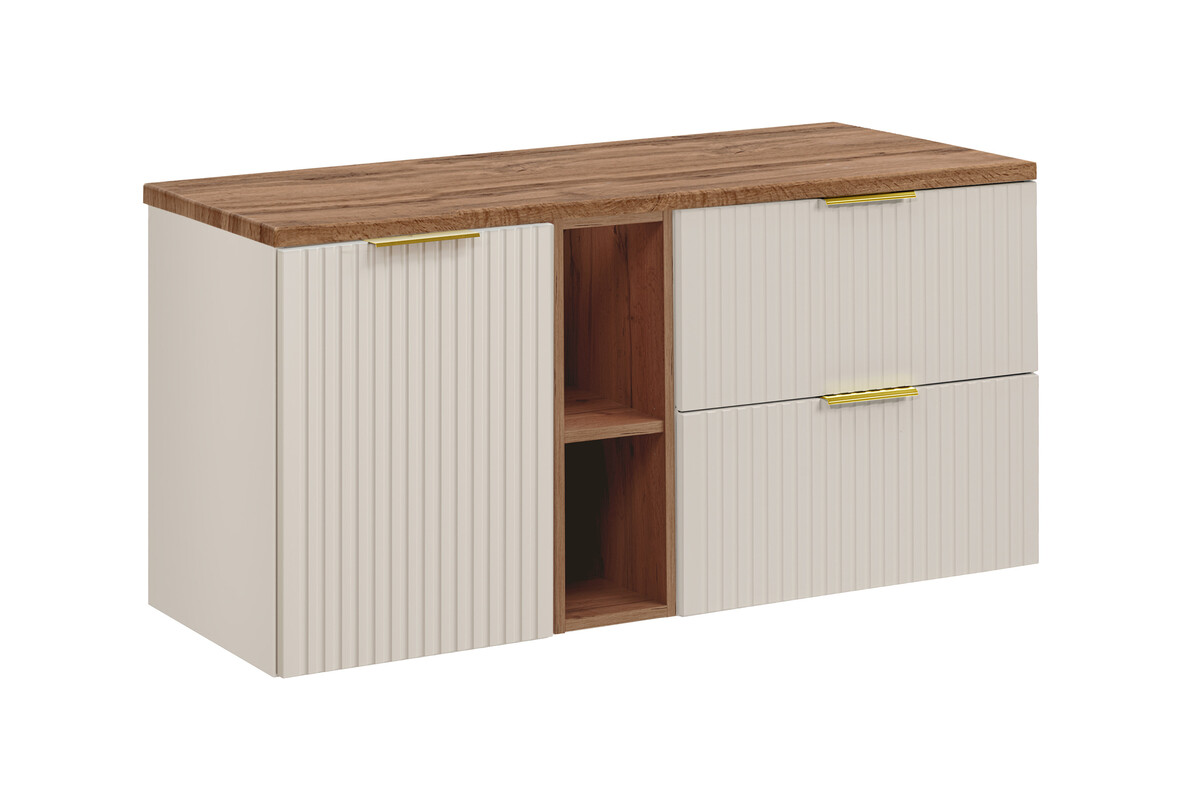 Zestaw Comad Adel Cashmere/Oak szafki 60 cm, 40 cm i 20 cm wiszące kaszmir z blatem 120 cm dąb Wotan SET-ADC B WOTAN 120CM LB