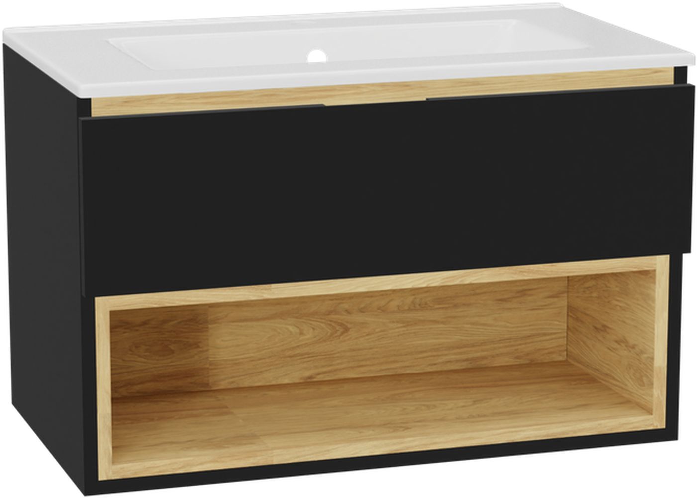 Excellent Tuto 2.0 korpus szafki 80x46.5x50 cm podumywalkowa wisząca czarna-dąb MLEX.2171.800.BKBL