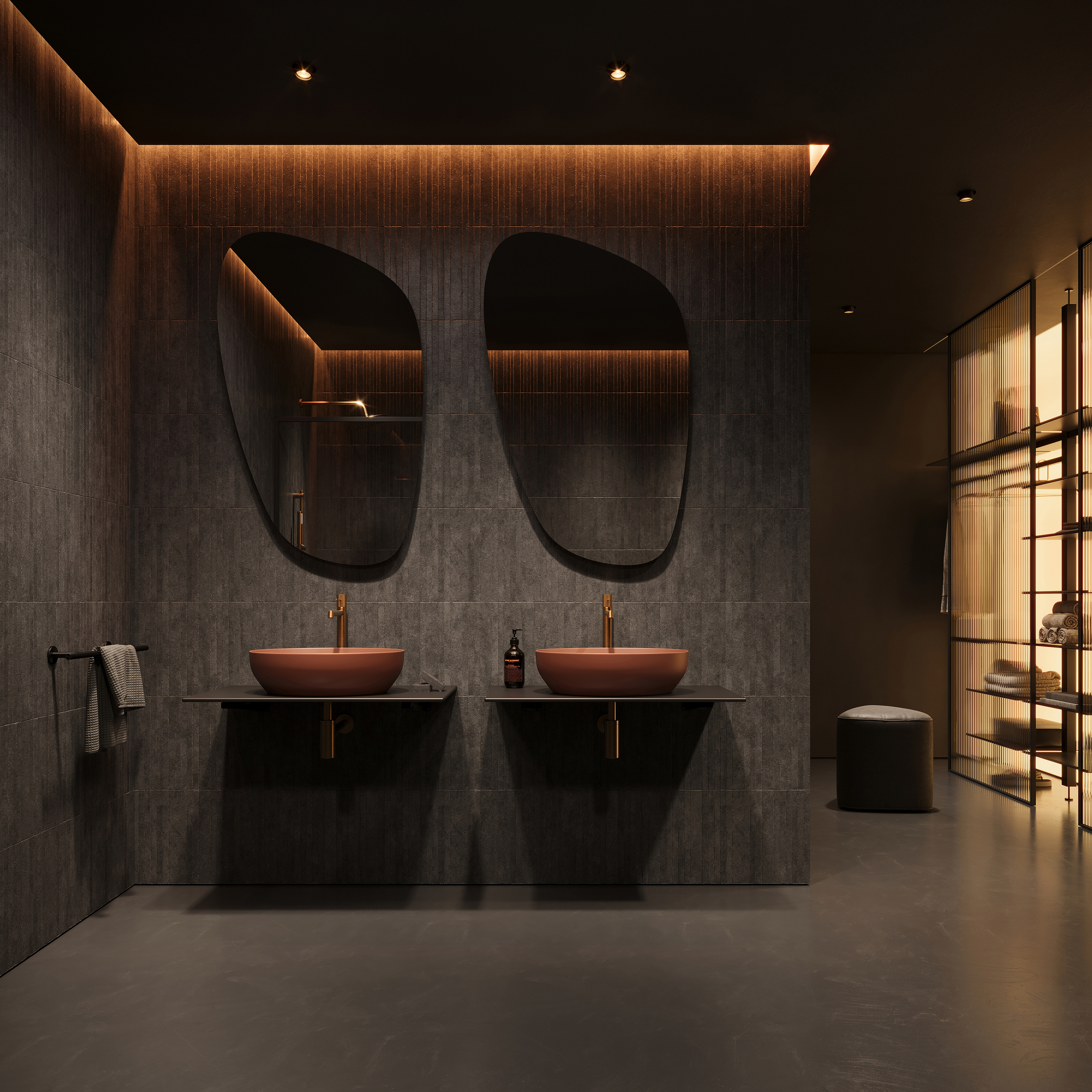 Meissen Keramik Farva umywalka 40x40 cm okrągła nablatowa ceglasty K712-036