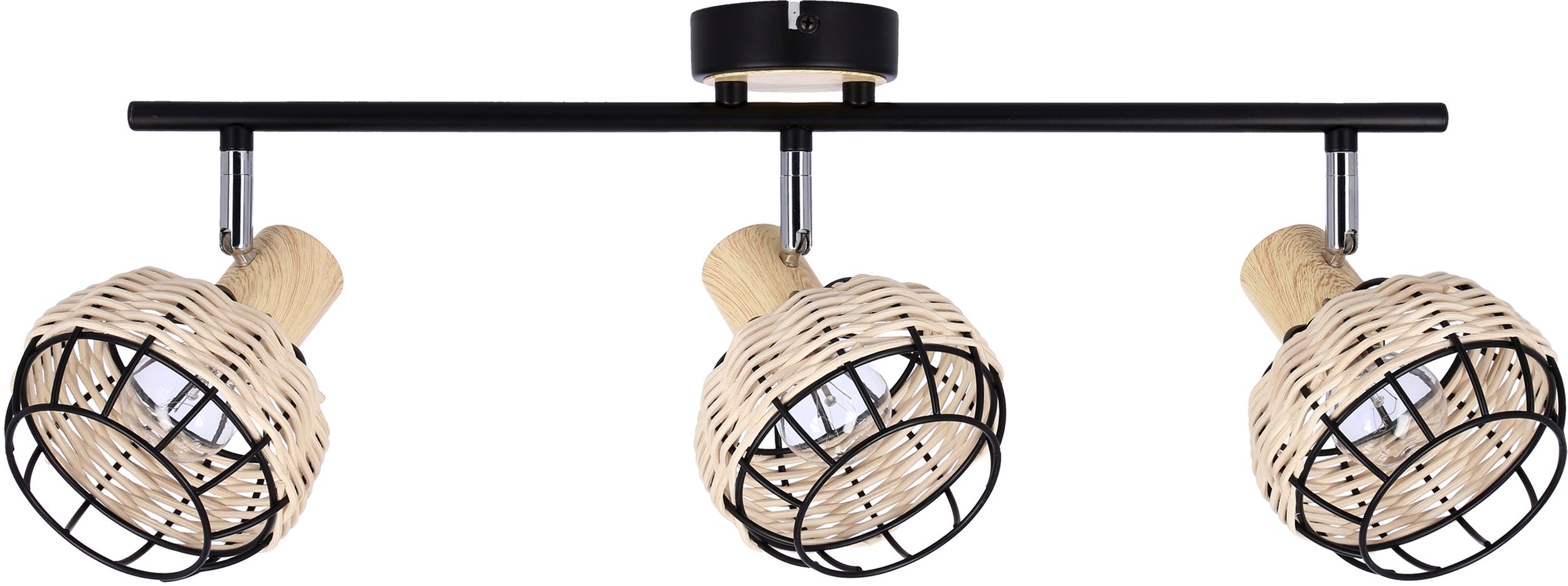 Candellux Tajga lampa podsufitowa 3x40W czarny/drewno 93-12227