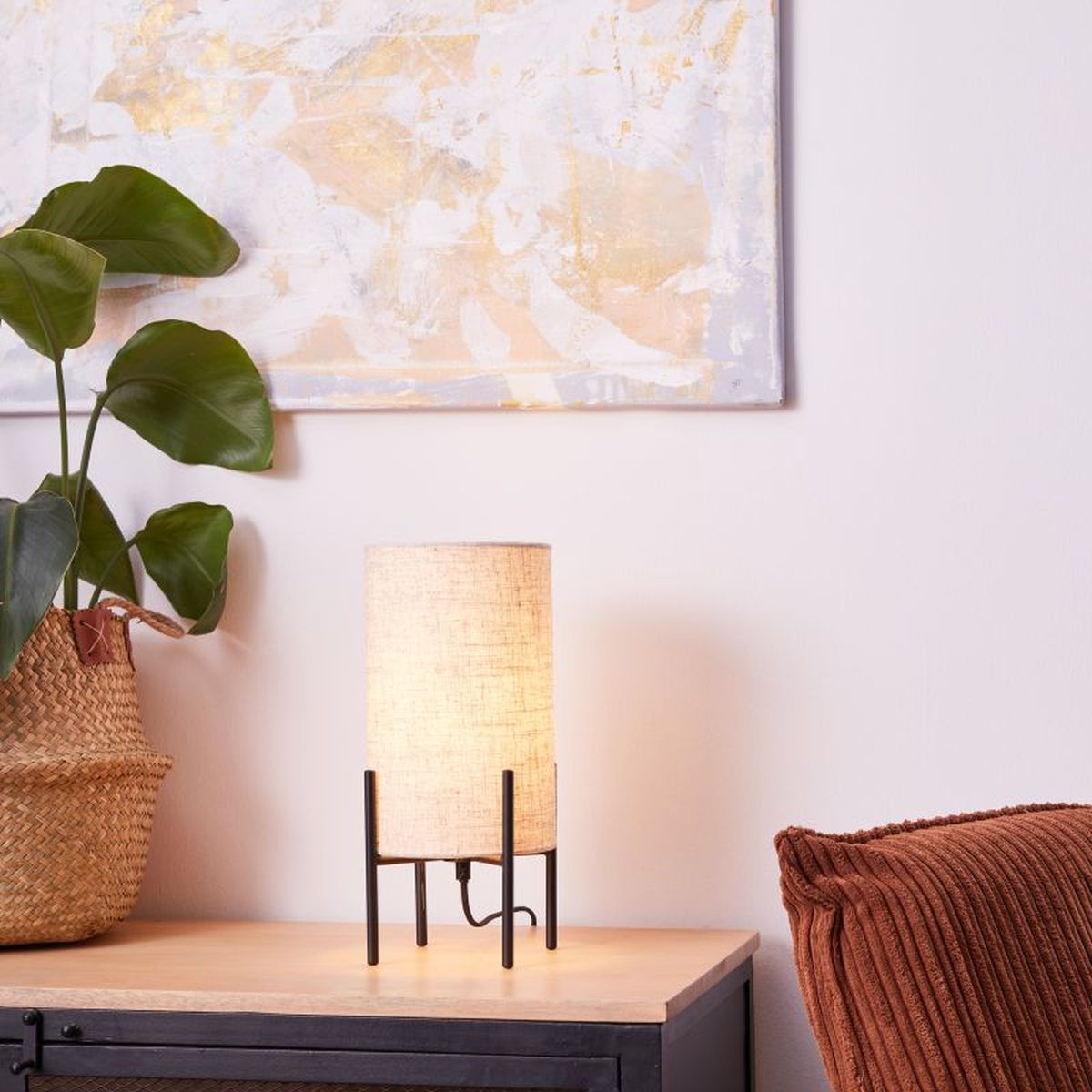 Brilliant Fairhill lampa stołowa 1x25W czarny/naturalny 93151/76