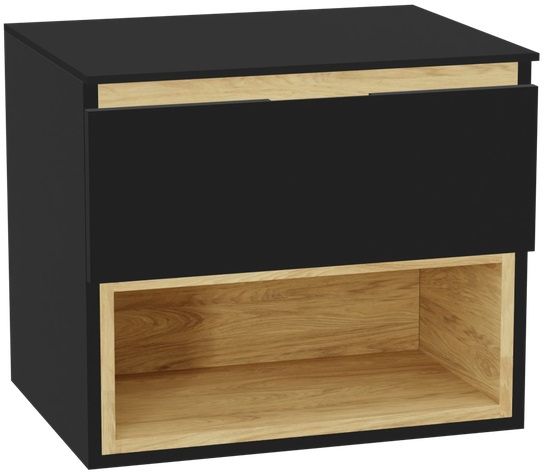 Zestaw Excellent Tuto 2.0 szafka 60 cm podumywalkowa wisząca z blatem czarny-dąb MLEX.2171.K.60.011B.BKBK