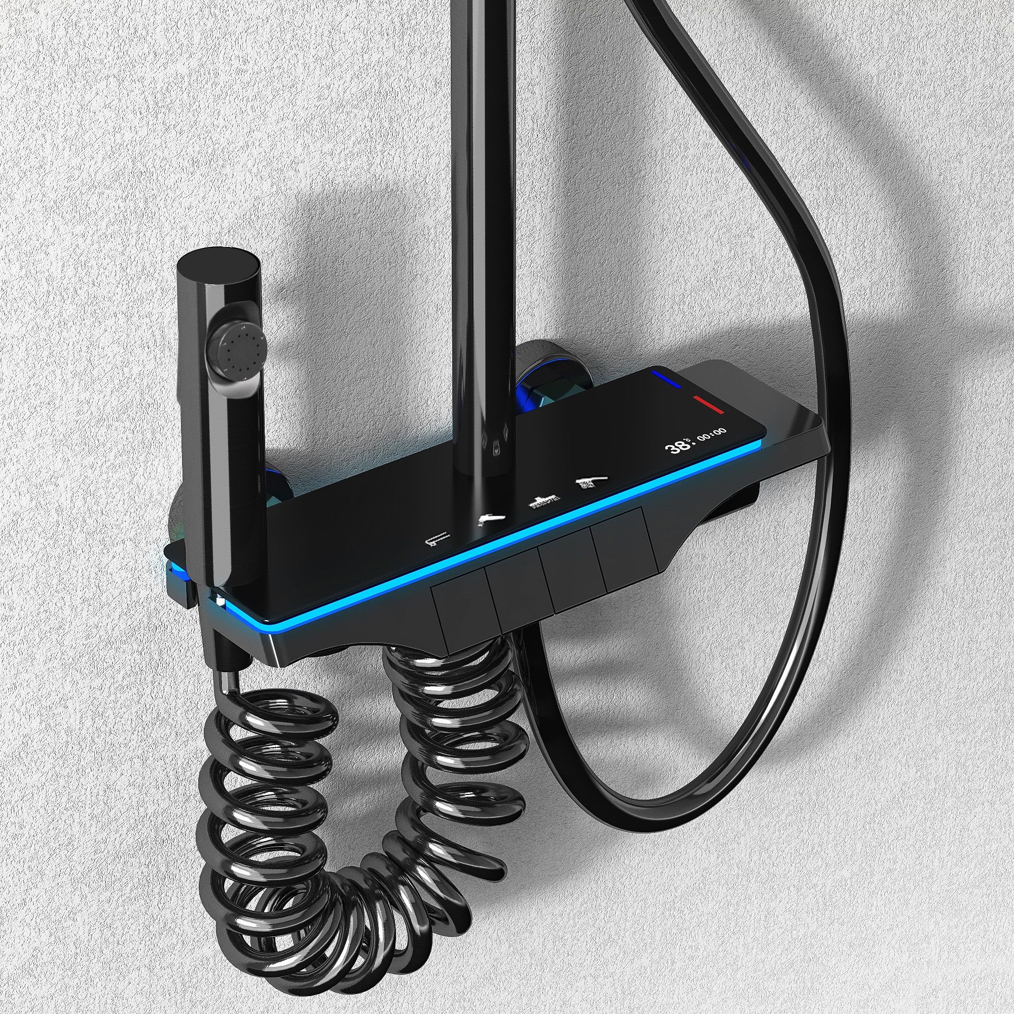 Rea Savio zestaw prysznicowy ścienny z deszczownicą czarny REA-P8410