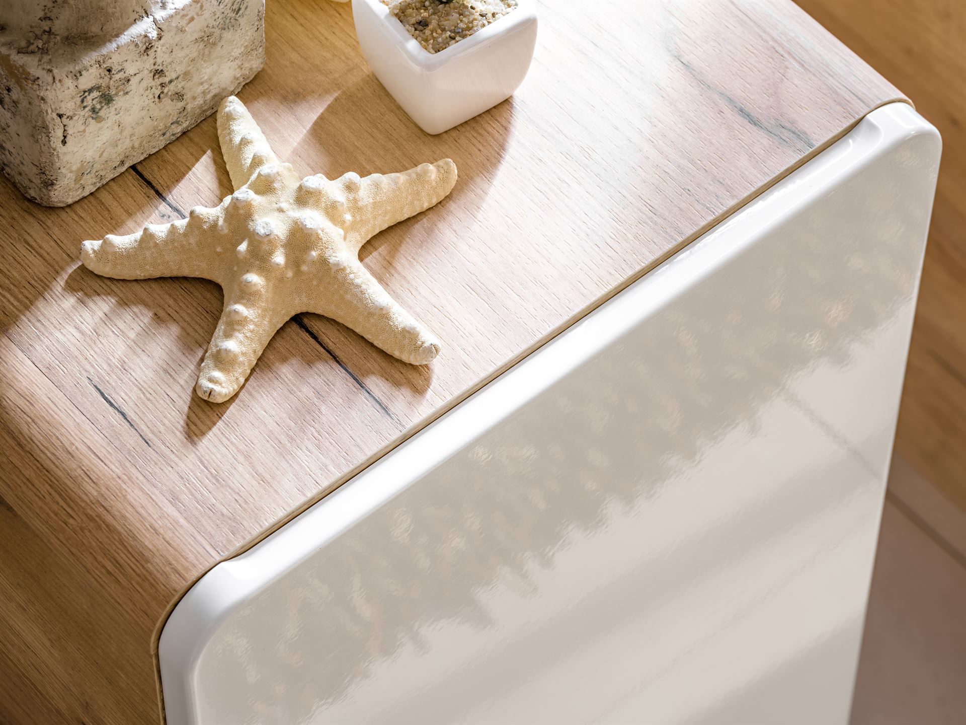 Comad Aruba White szafka 35 cm boczna wisząca biały połysk/dąb craft złoty ARUBAWHITE831FSC - Wysyłka w 24h