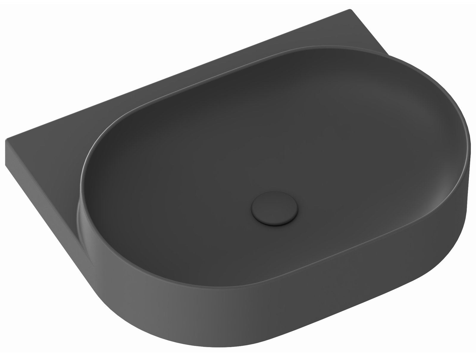 Ravak Yard umywalka 60,5x50 cm półokrągła ścienna-meblowa antracyt XJX03260002