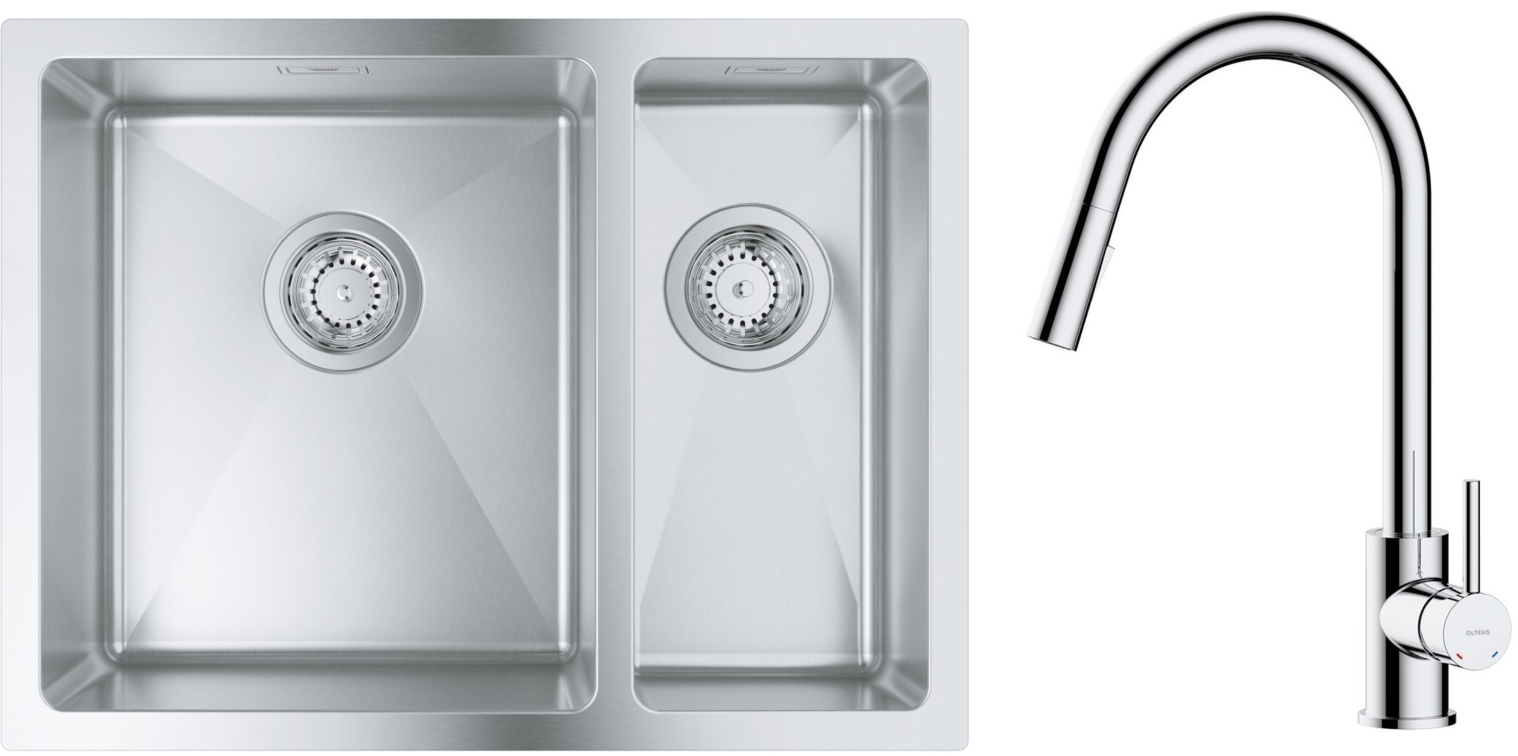 Zestaw Grohe K700 zlewozmywak 59,5x45 cm z baterią kuchenną Oltens Litla stal szlachetna/chrom (31577SD1, 35204100) - Wysyłka w 24h