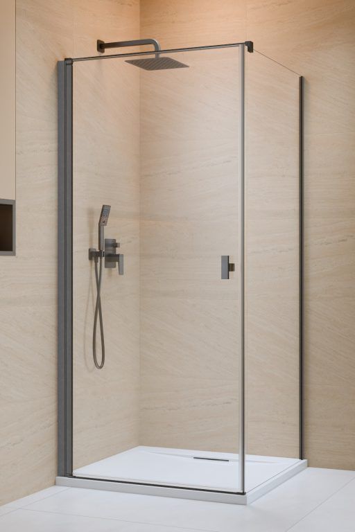 Radaway Nes Brushed GunMetal KDJ I drzwi prysznicowe 90 cm uchylne GunMetal szczotkowany/szkło przezroczyste 10022090-92-01L