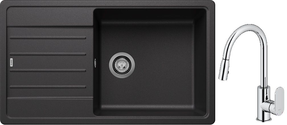 Blanco Legra XL 6 S zlewozmywak 86x50 cm z Silgranit antracyt z Oltens Lista bateria kuchenna stojąca z wyciąganą wylewką chrom ... - Wysyłka w 24h