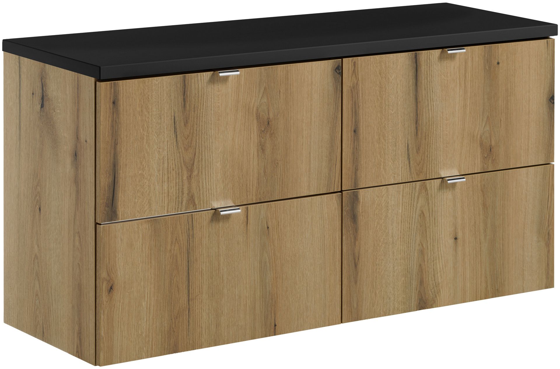 Zestaw Comad Nova Oak szafki 60 cm i 60 cm wiszące dąb z blatem meblowym 120 cm czarnym SET-NOA B BLACK 120CM S