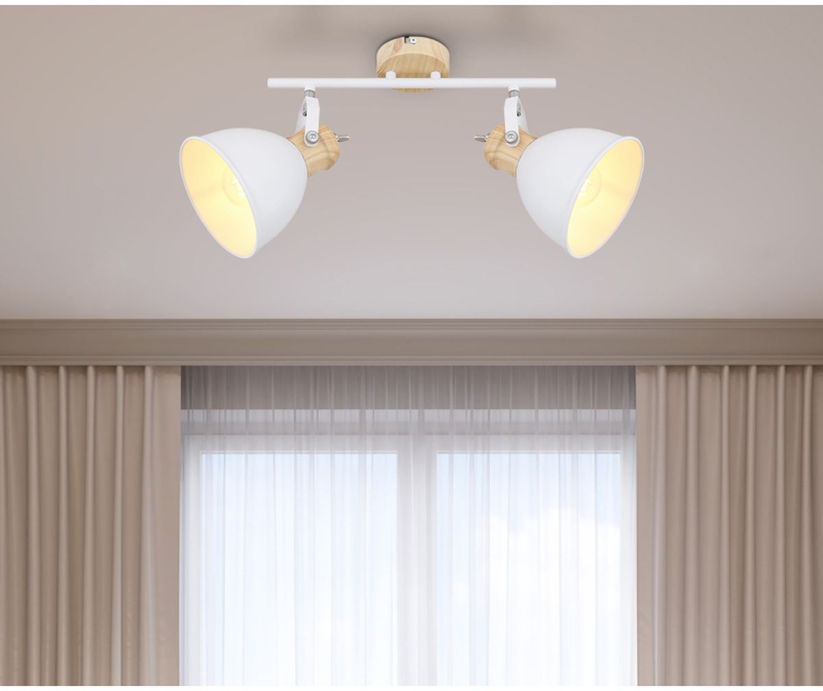 Globo Lighting Wiho lampa podsufitowa 2x40W biały/drewno 54018-2