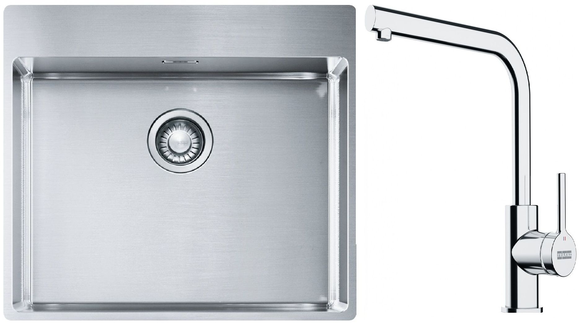 Franke Box BXX 210-54 TL zlewozmywak 57x51 cm stalowy z baterią kuchenną Lina chrom (1270369295, 1150693230)