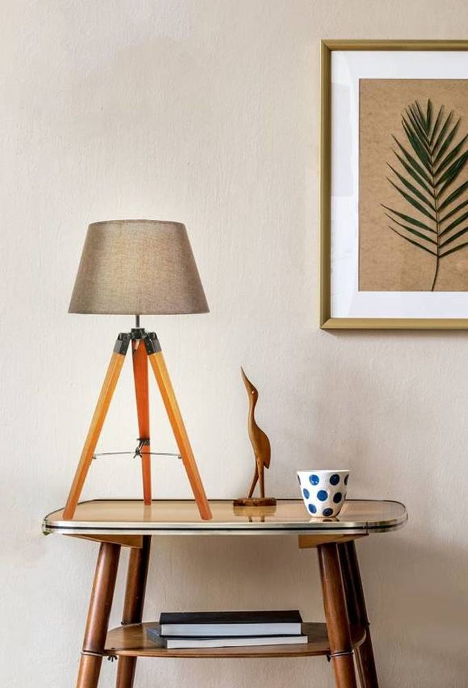 Candellux Lugano lampa stołowa 1x60W drewno/brązowy 41-31211