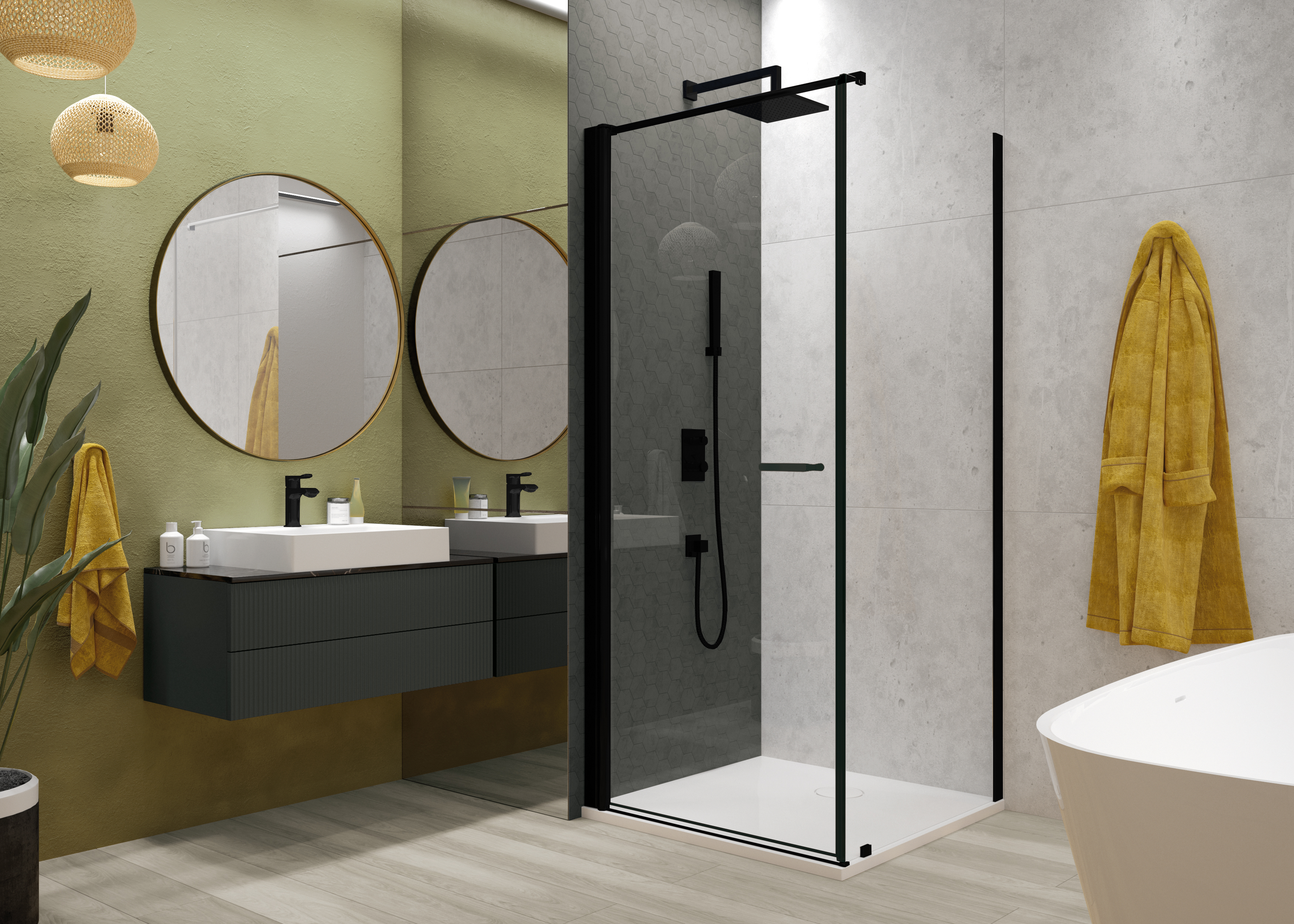 Sanplast Exa Line drzwi prysznicowe z profilem 70 cm uchylne czarny mat/szkło przezroczyste 600-540-0710-59-401