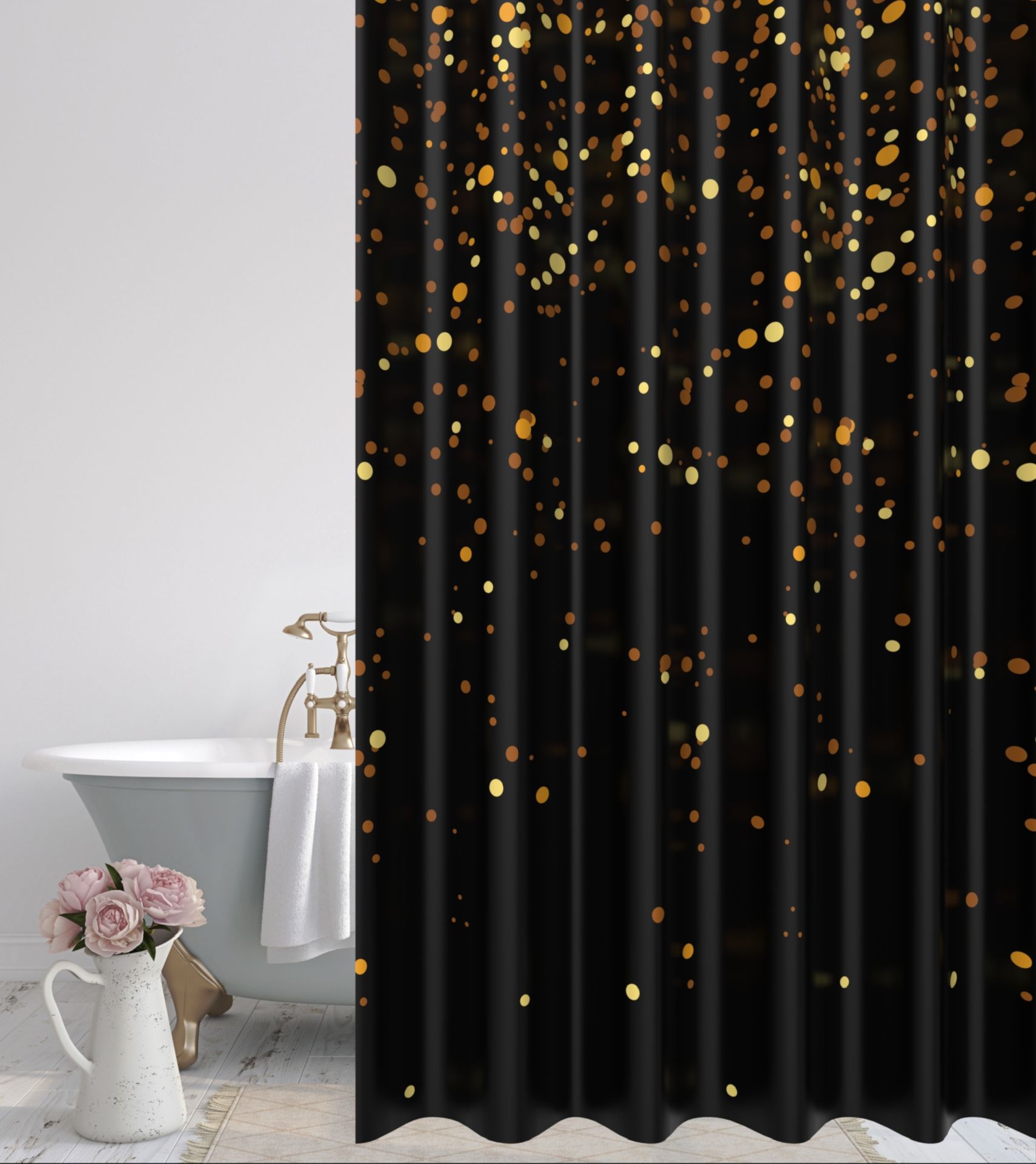 Splendid Teer zasłona prysznicowa 180x180 cm czarny-złoty LA-TEER-ZASŁ-CZA - Wysyłka w 24h