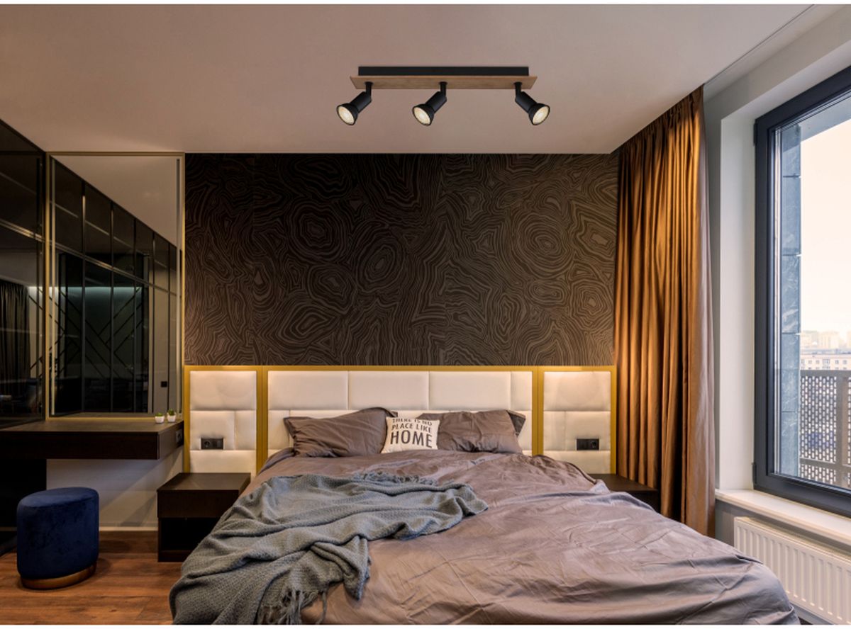 Globo Lighting Drew lampa podsufitowa 3x35W czarny mat/drewno 57998-3W