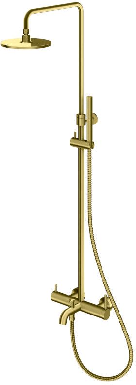 Kohlman Axel Gray zestaw wannowo-prysznicowy ścienny z deszczownicą złoty szczotkowany QW277AGDB