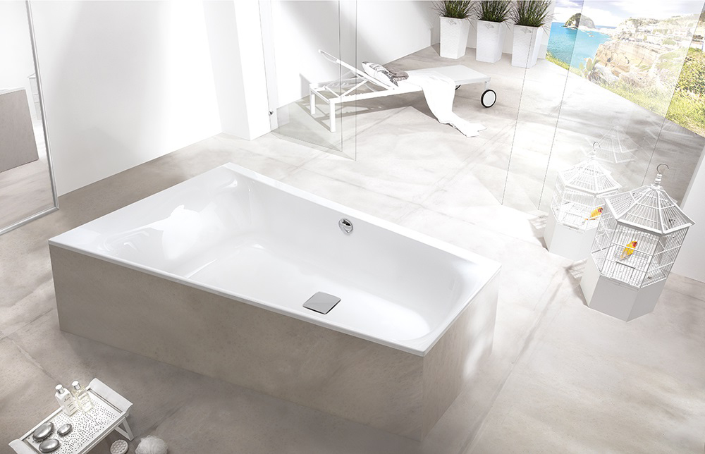 Hoesch Thasos wanna narożna 150x100 cm do zabudowy trapezowa lewa biała 3745.010