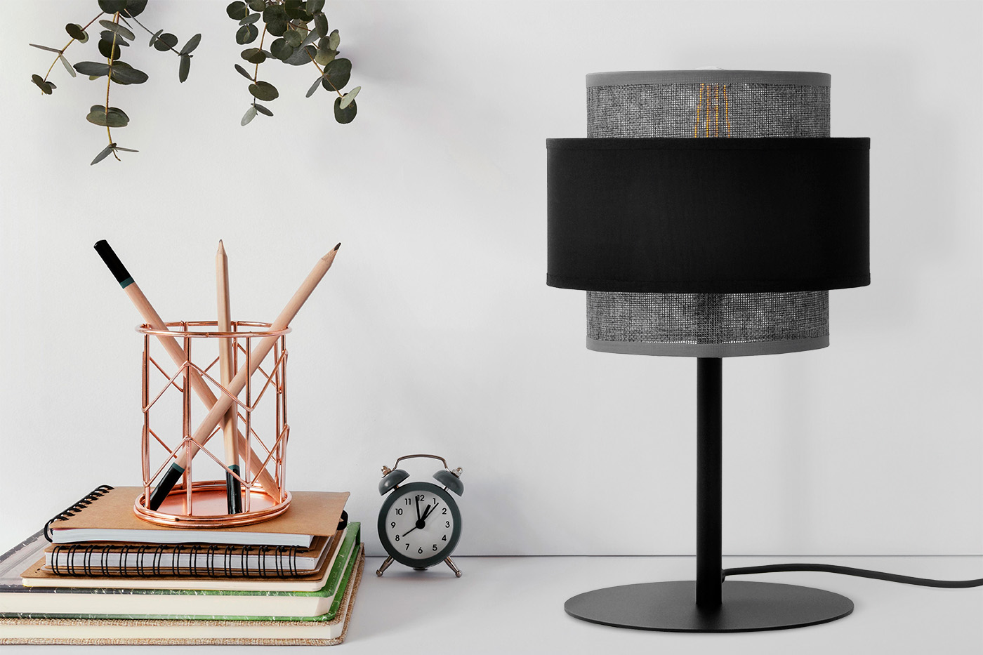 Kaja Etela lampa stołowa 1x40 W czarna-szara K-5176