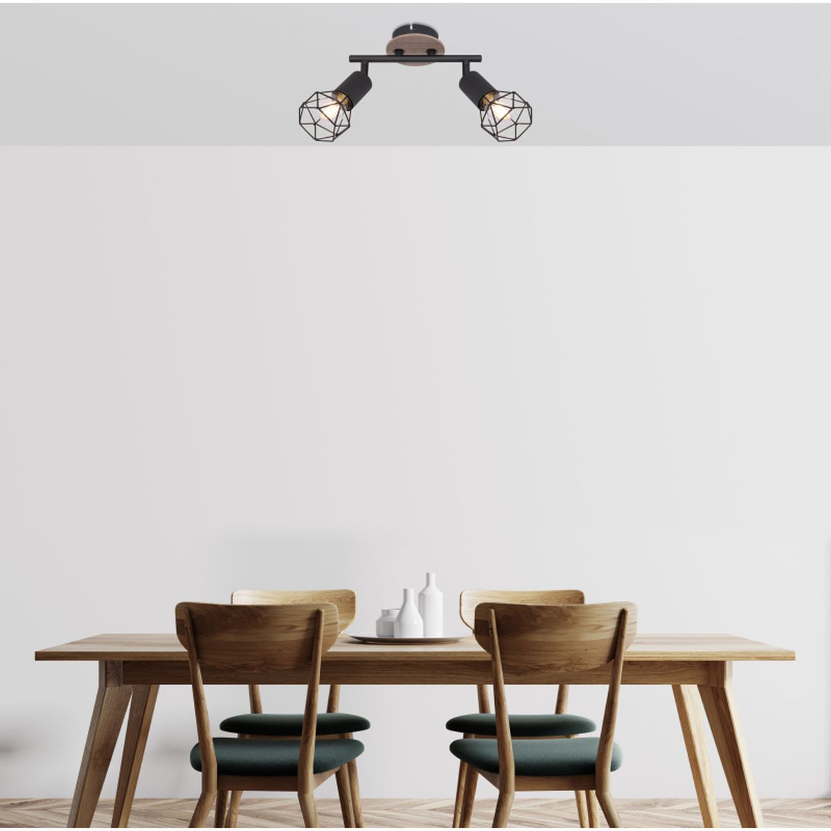 Globo Lighting Xara I lampa podsufitowa 2x40W czarny/drewno 54802S-2H