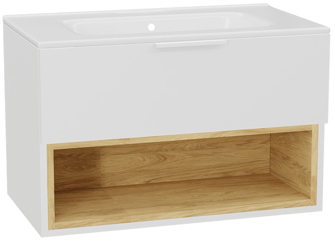 Zestaw Excellent Tuto 2.0 szafka 80 cm podumywalkowa wisząca z umywalką Pik biały-dąb/biały MLEX.2171.K.80.0265.WHWH