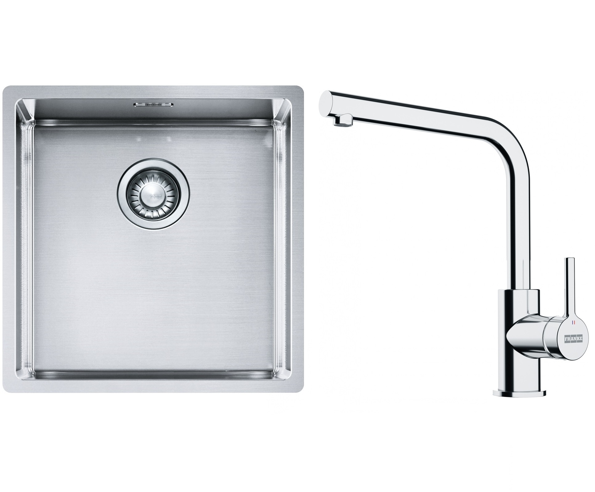 Franke Box BXX 210/110-40 zlewozmywak 45x44 cm stalowy z baterią kuchenną Lina chrom (1270453654, 1150693230)