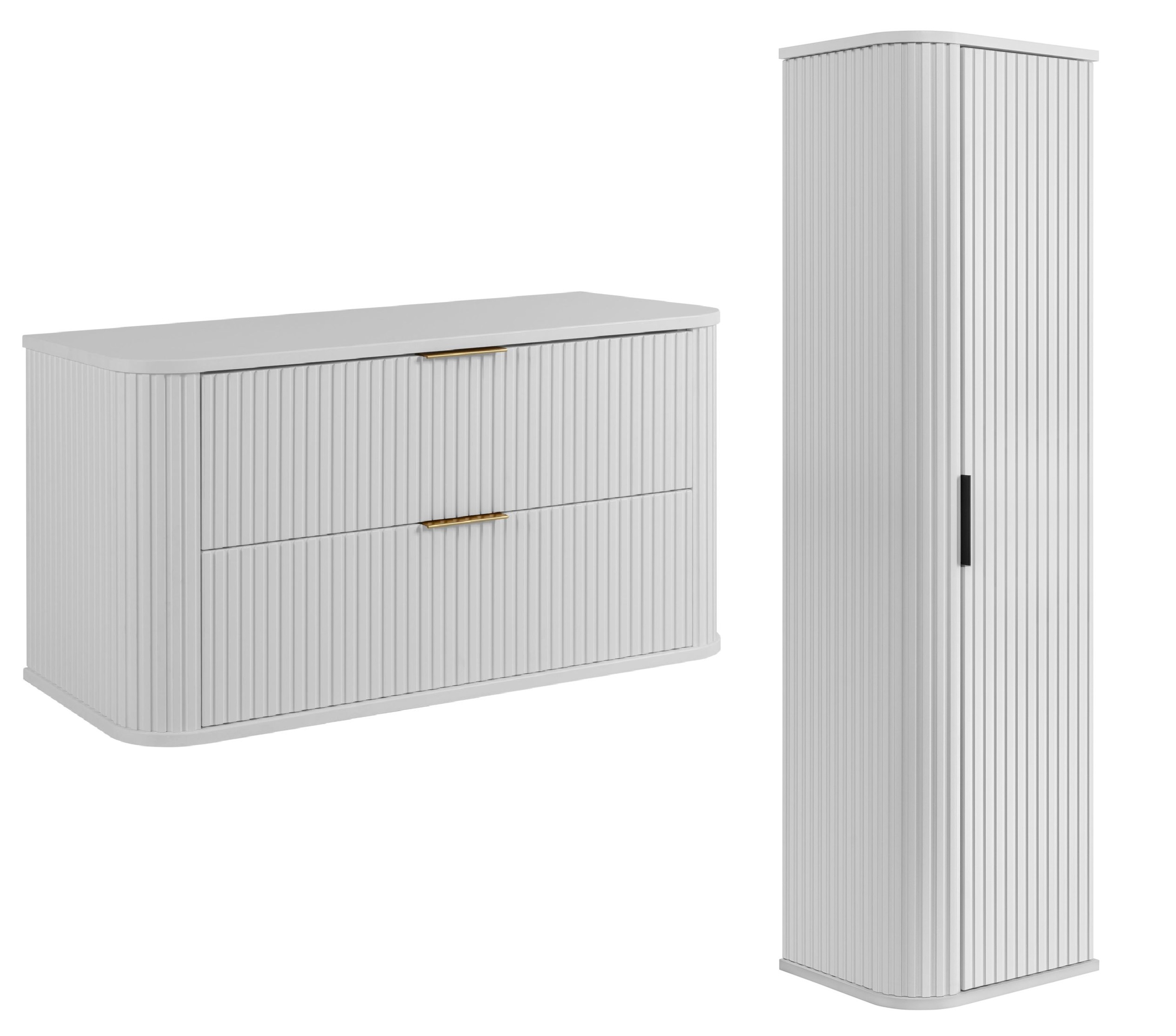 Zestaw Rodan Elegance szafka z blatem 80 cm podumywalkowa wisząca z szafką 139 cm boczną biały (5906154453851, 5906154451758)