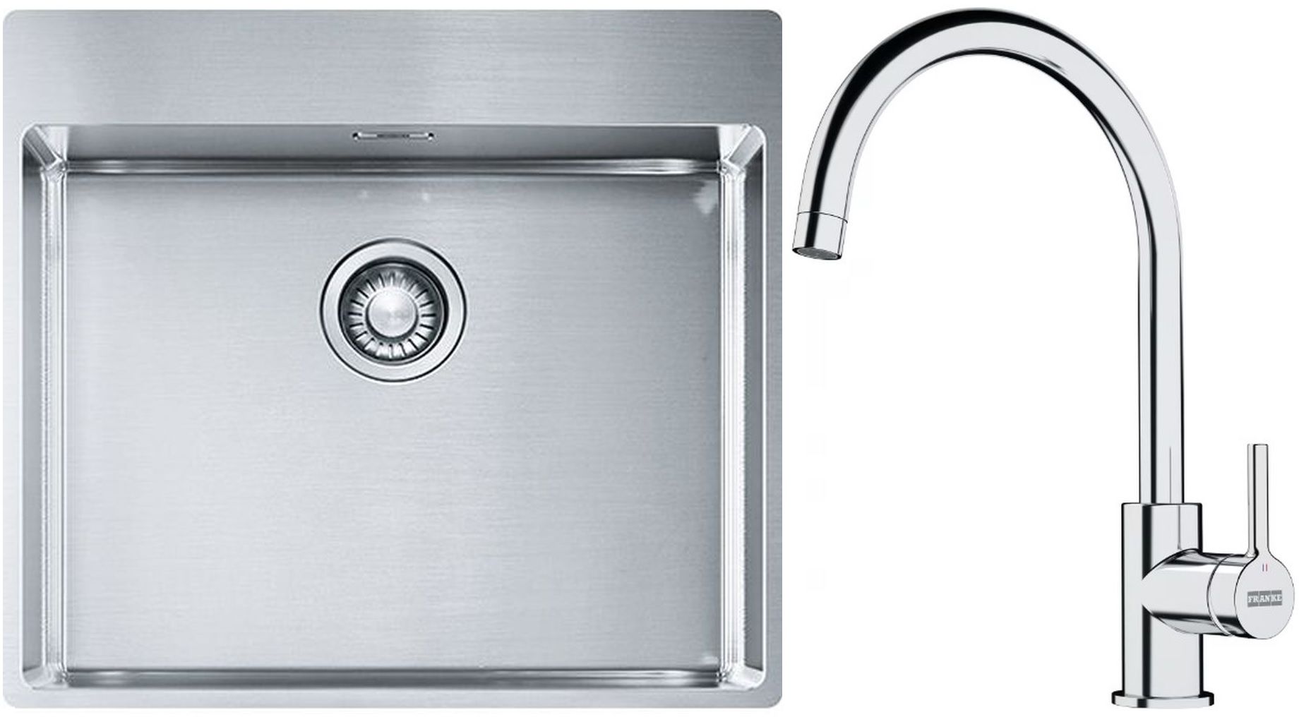 Franke Box BXX 210-54 TL zlewozmywak 57x51 cm stalowy z baterią kuchenną Lina chrom (1270369295, 1150693228)