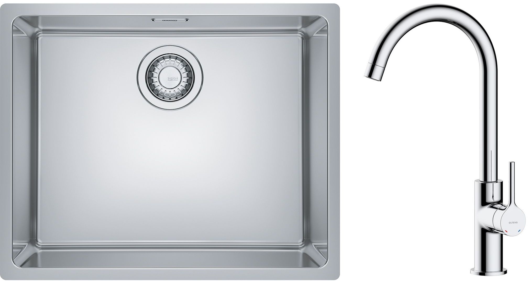 Zestaw Franke Maris 110-50 zlewozmywak stalowy 50x40 cm z baterią kuchenną Oltens Skafta jedwab/chrom (1220543996, 35206100)
