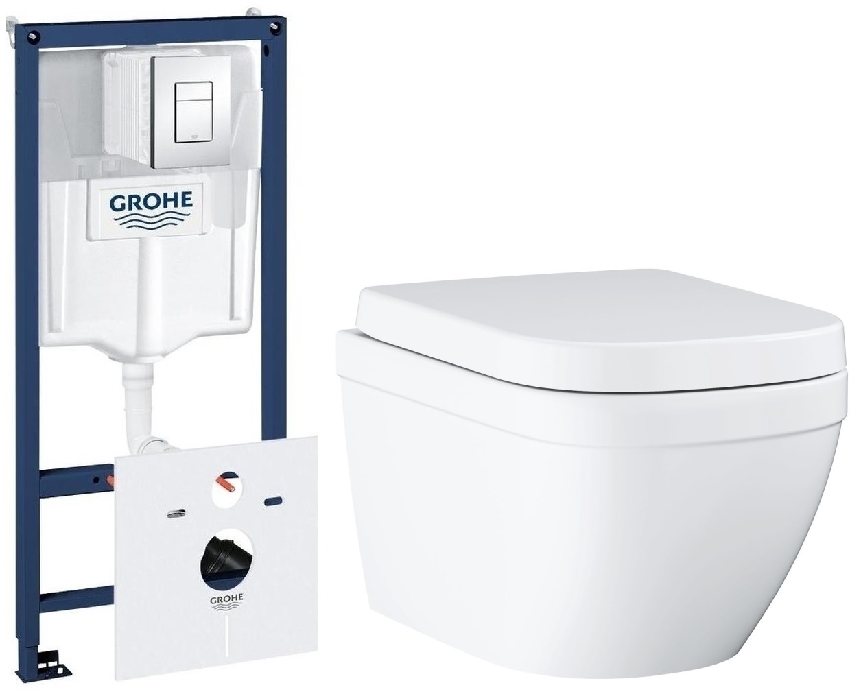 Grohe Euro Ceramic zestaw podtynkowy stelaż 5w1 z miską WC i deską wolnoopadającą (38827000, 39554000) - Wysyłka w 24h