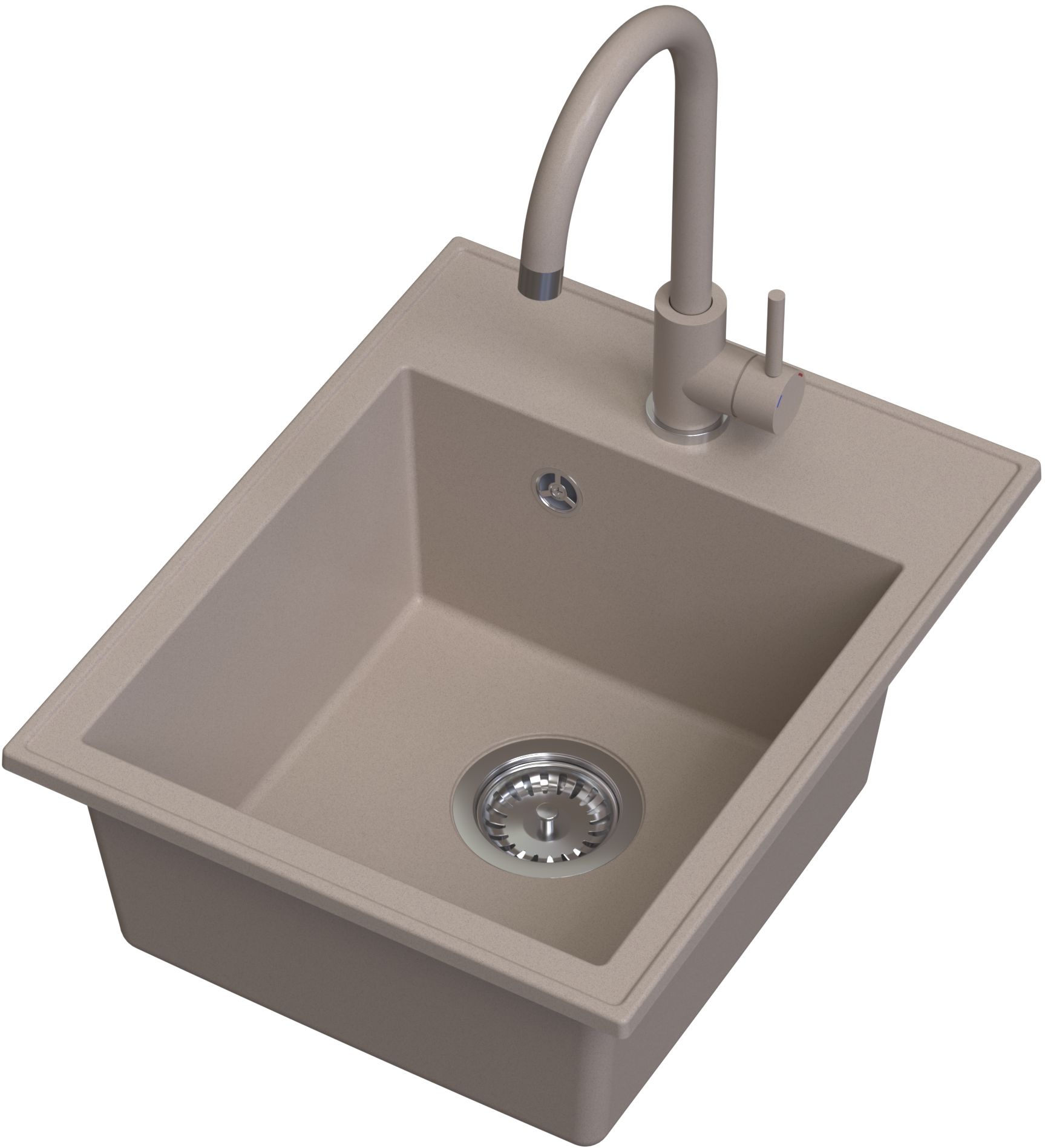 Ruvetti Tito Box zlewozmywak 50x40 cm z baterią beżowy LP_3200-TB4050BE_W