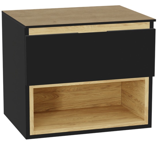 Zestaw Excellent Tuto 2.0 szafka 60 cm podumywalkowa wisząca z blatem czarny-dąb MLEX.2171.K.60.01BL.BKBK