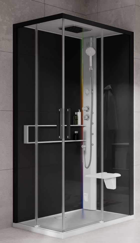 Novellini Glax 2 2.0 A kabina z hydromasażem 100x100 cm parowa z brodzikiem biała G22A100T5-1UH