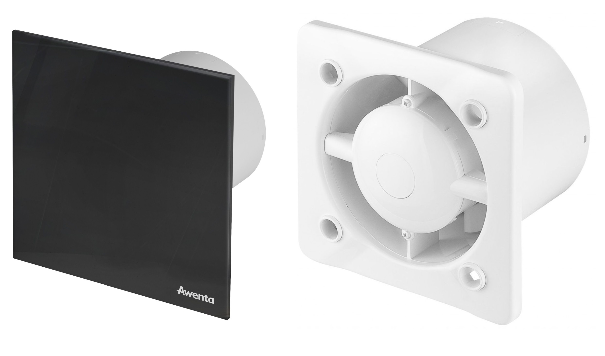 Zestaw Awenta System+ Silent 100 wentylator ścienno-sufitowy z panelem ozdobnym biały/czarny mat (KWS100, PTCB100M) - Wysyłka w 24h