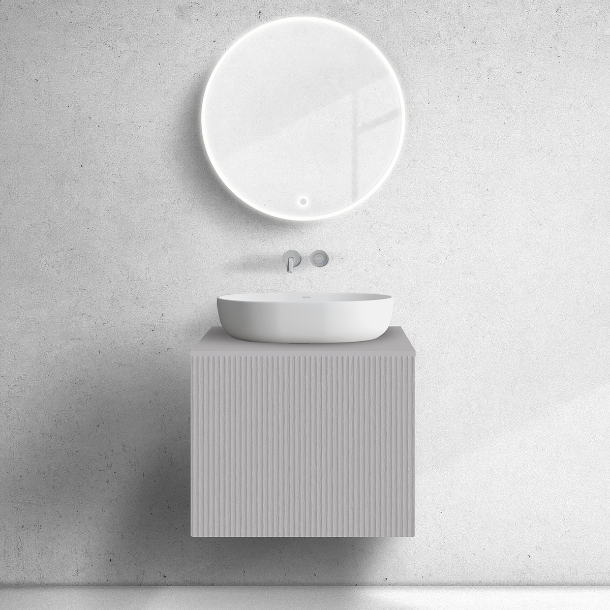 Zestaw Oltens Lun szafka podumywalkowa 60 cm z blatem kaszmir 68730900