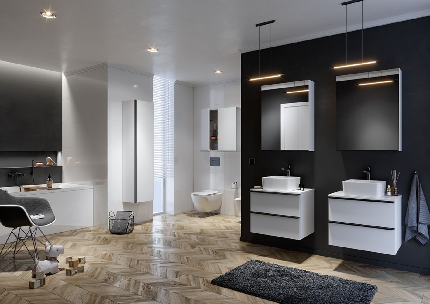 Cersanit Virgo szafka 80 cm podumywalkowa wisząca z blatem szary/dąb S522-030