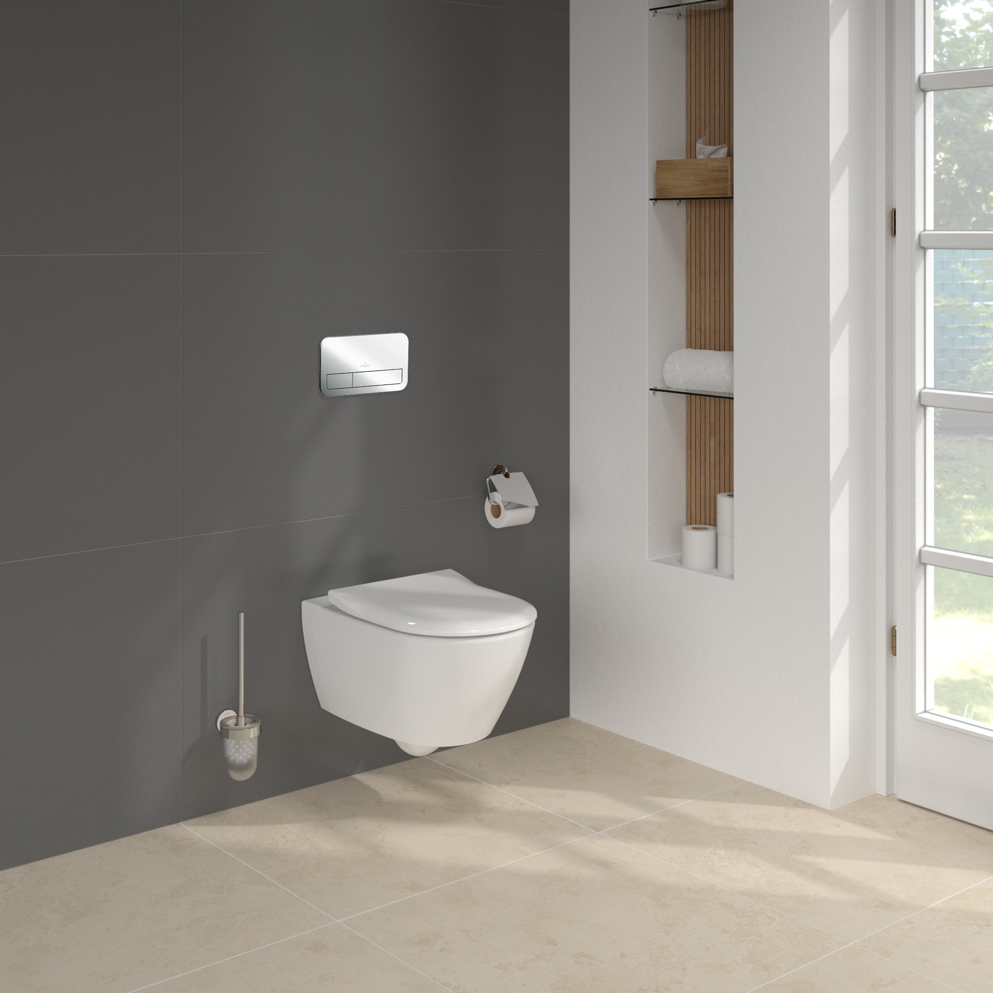 Zestaw Villeroy & Boch Subway 2.0 Combi-Pack stelaż podtynkowy miska WC wisząca z deską i przycisk chrom połysk (92242700, 5614R201, ... - Wysyłka w 