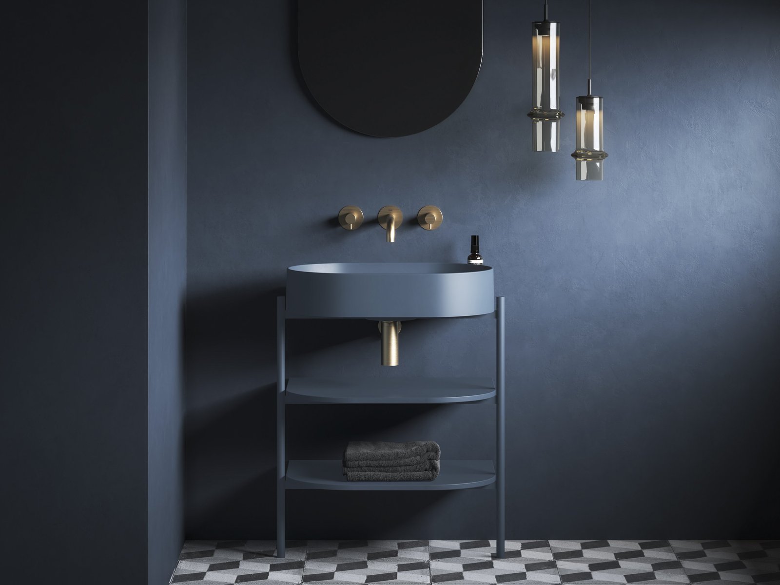 Ravak Yard szafka podumywalkowa 66,8x49,5x76,5 cm stojąca otwarta z półkami CS YARD 600 deepsea blue D800007005