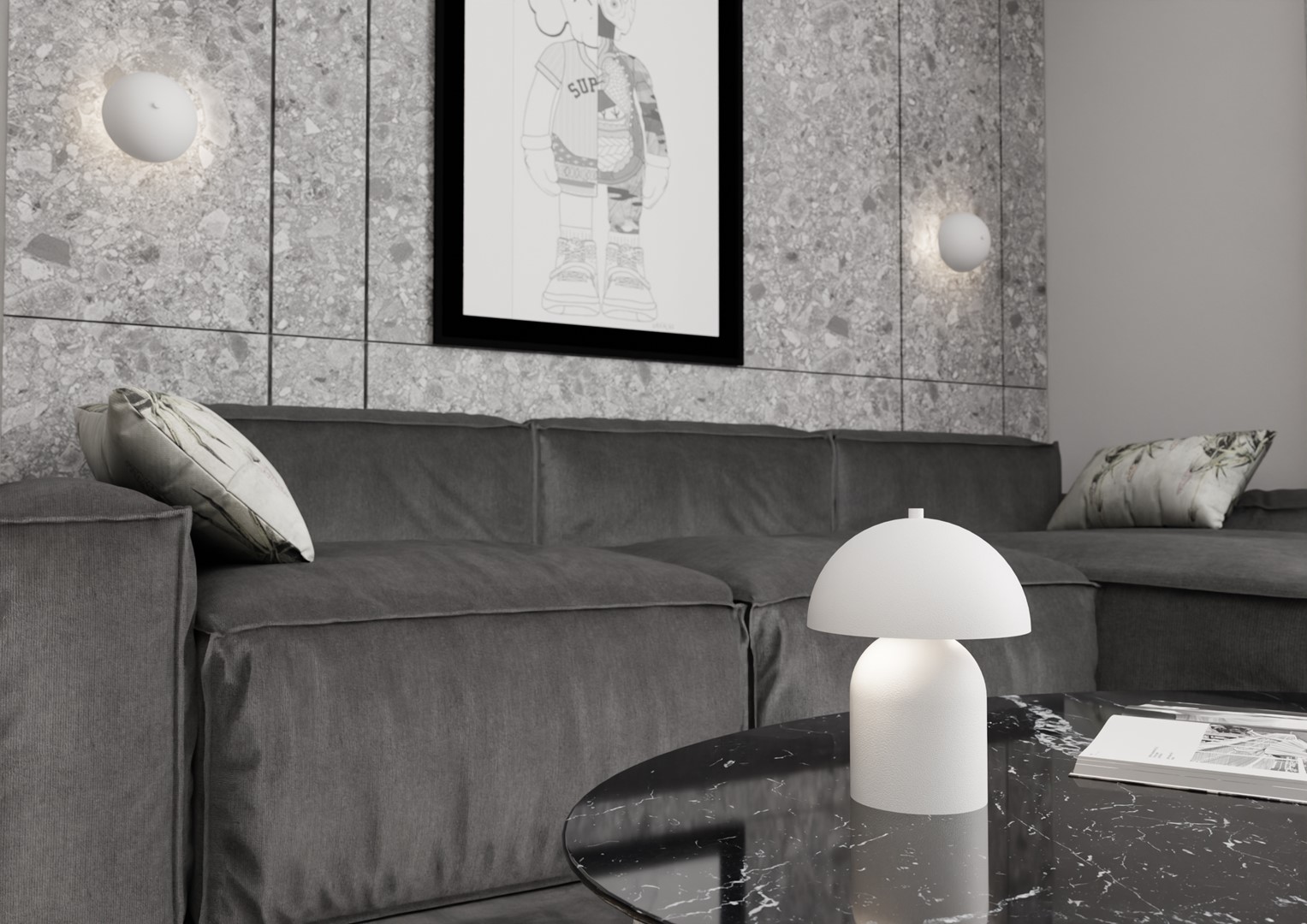 Emibig Mush lampa stołowa 2x8 W biała 1453/LN2