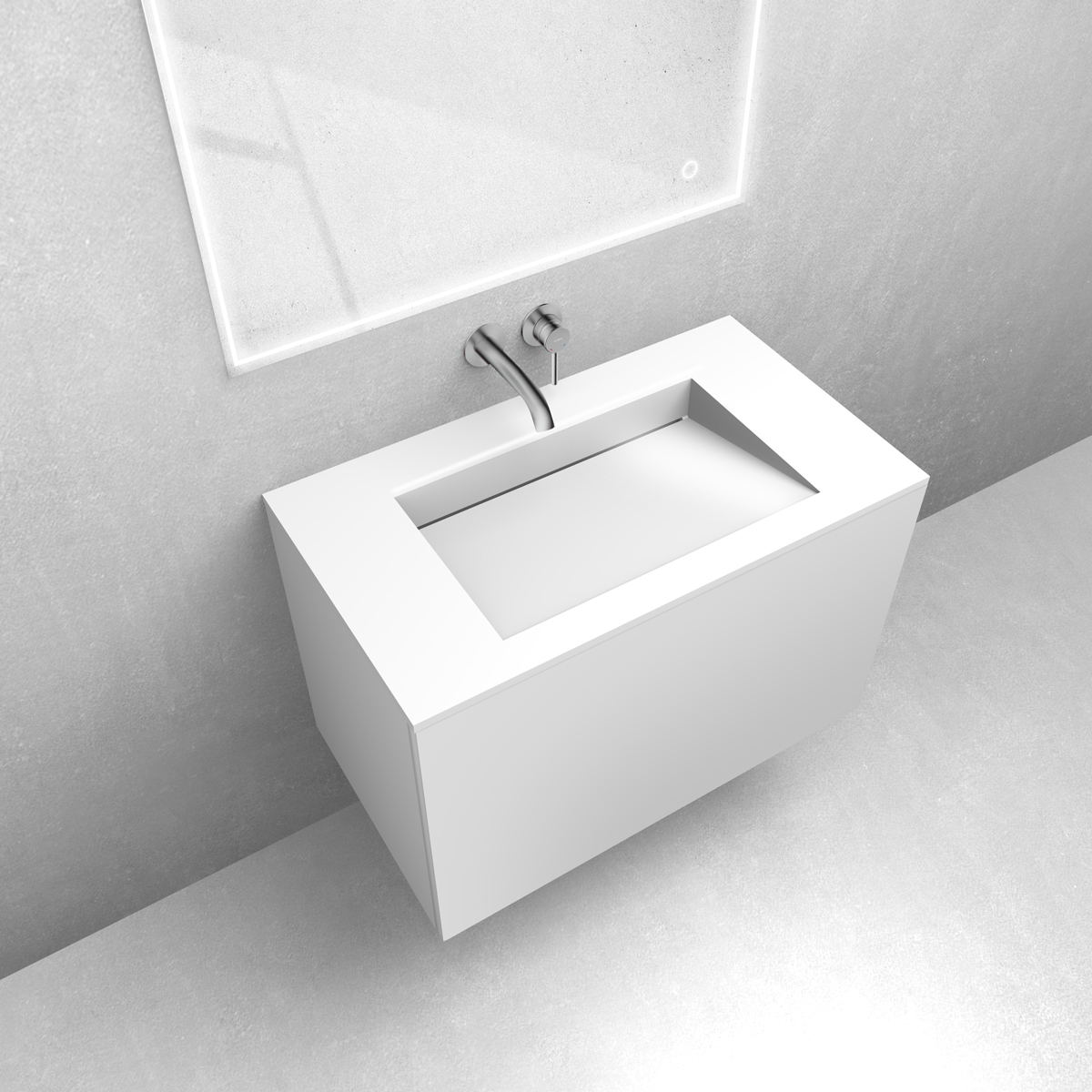 Zestaw Oltens Lun szafka podumywalkowa 80 cm z umywalką Stila LavaForm biały mat/biały połysk 68798000