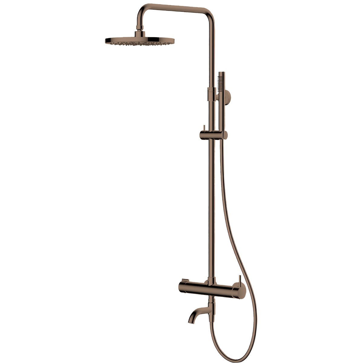 Oltens Molle Numa zestaw wannowo-prysznicowy ścienny z deszczownicą miedź szczotkowana 36506610