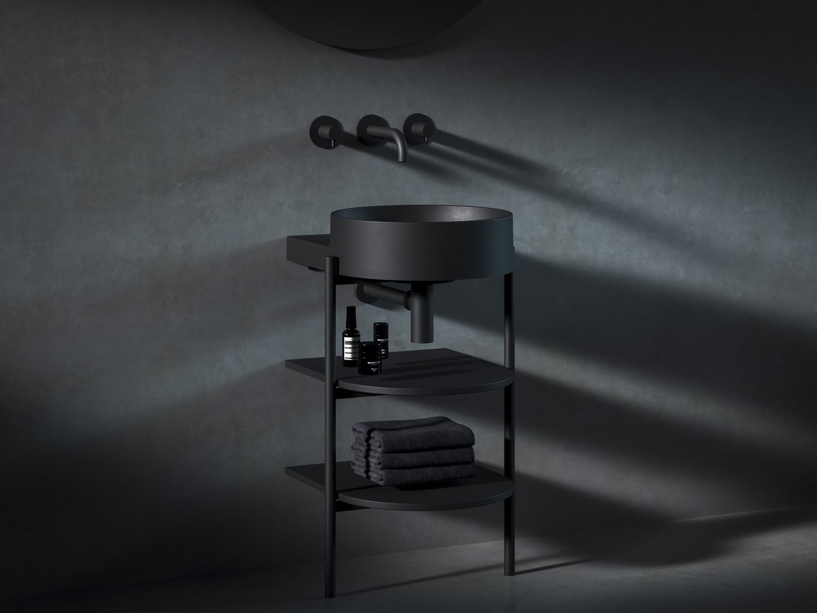 Ravak Yard szafka podumywalkowa 46,8x49,5x76,5 cm stojąca otwarta z półkami CS YARD 400 stojąca czarna D80000D004