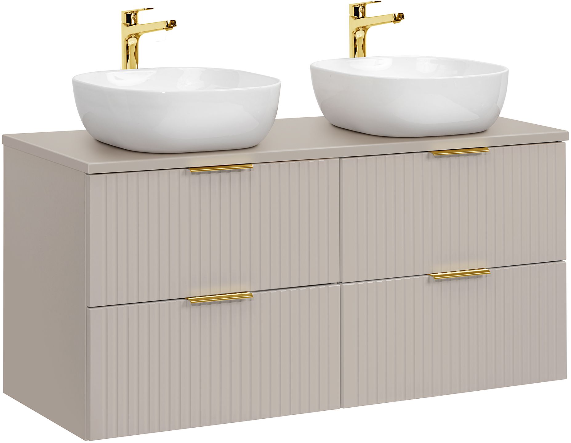 Zestaw Comad Adel Cashmere szafki 60 cm i 60 cm wiszące z blatem meblowym 120 cm kaszmir i umywalki Smile biały połysk SET-ADC B ... - Wysyłka w 24h