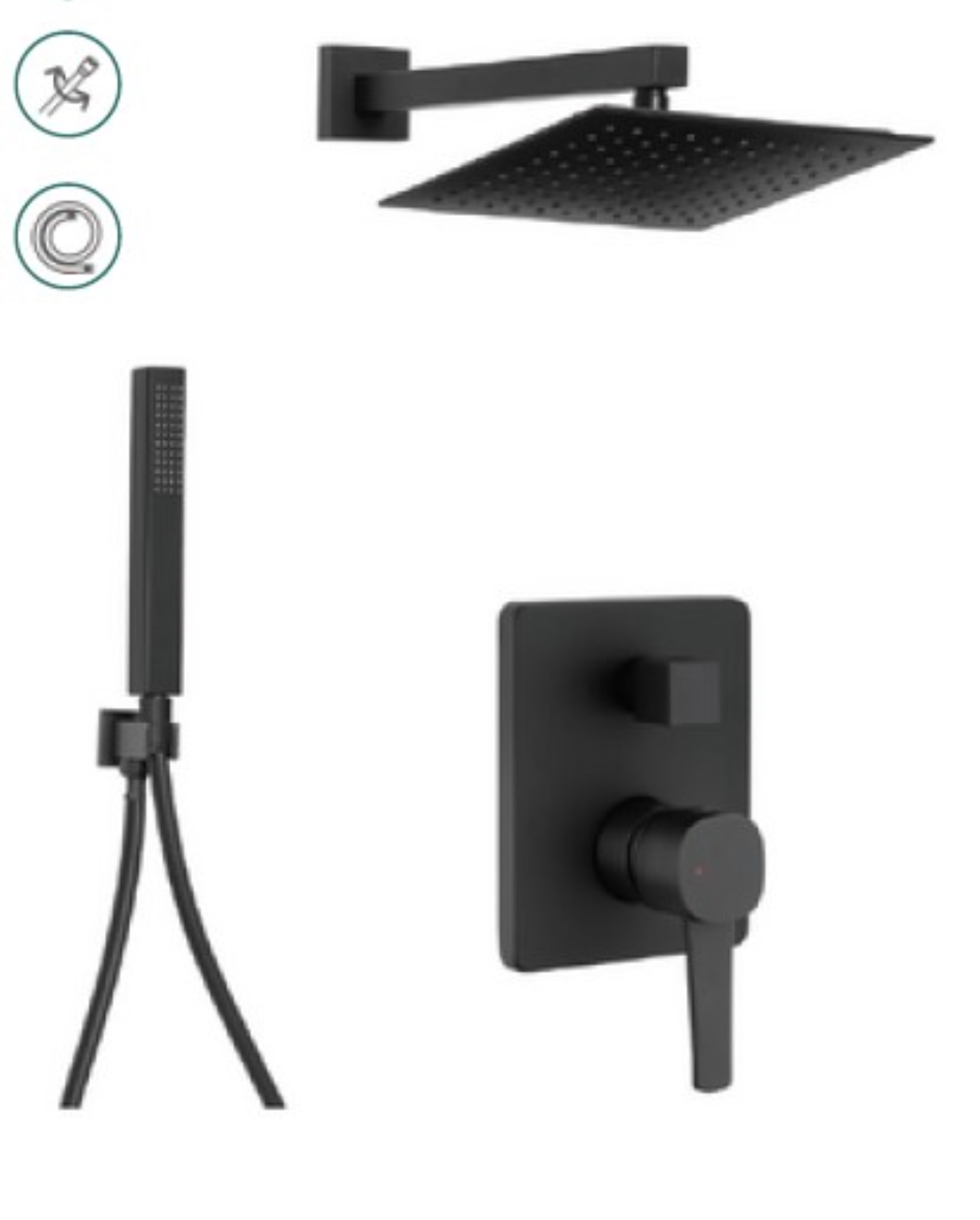 Invena Glamour Invena Glamour zestaw prysznicowy podtynkowy z deszczownicą czarny mat BS-02-0K4