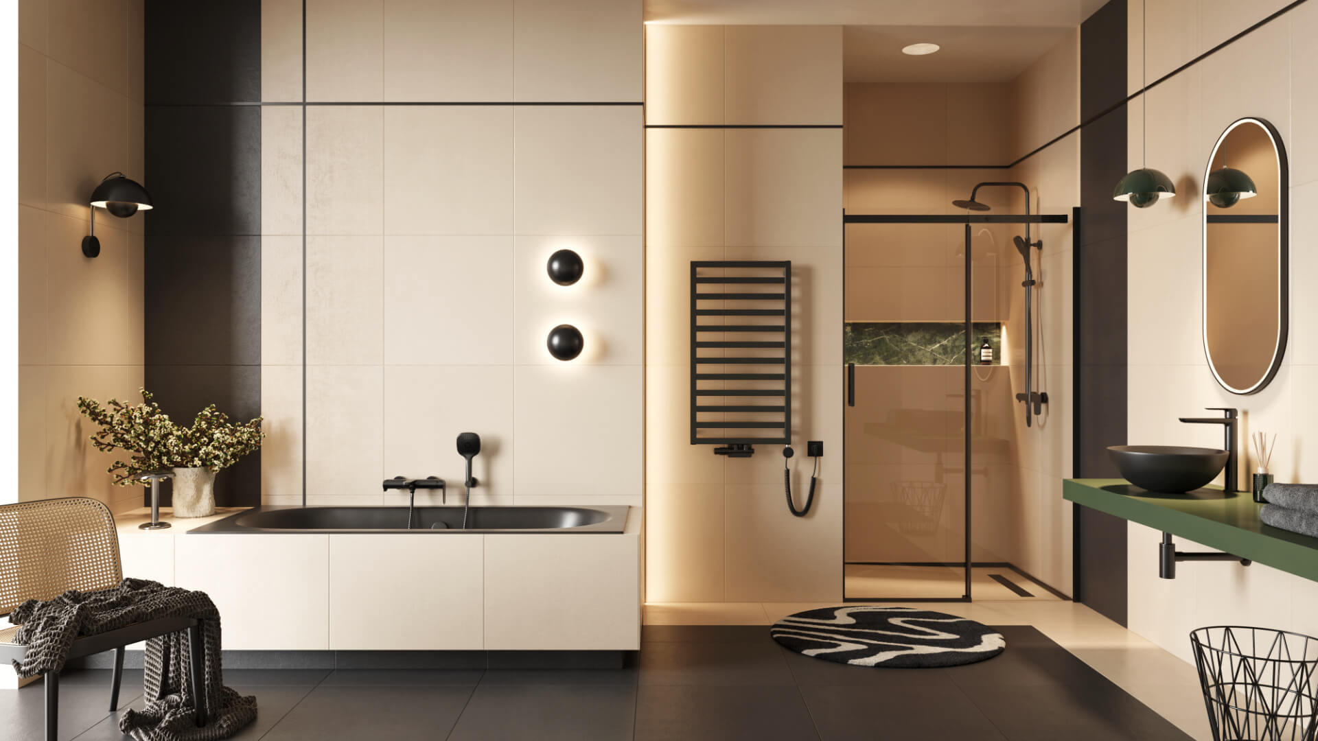 Excellent Brego grzejnik łazienkowy drabinkowy 139x50 cm czarny mat GREX.BR139.BL - Wysyłka w 24h