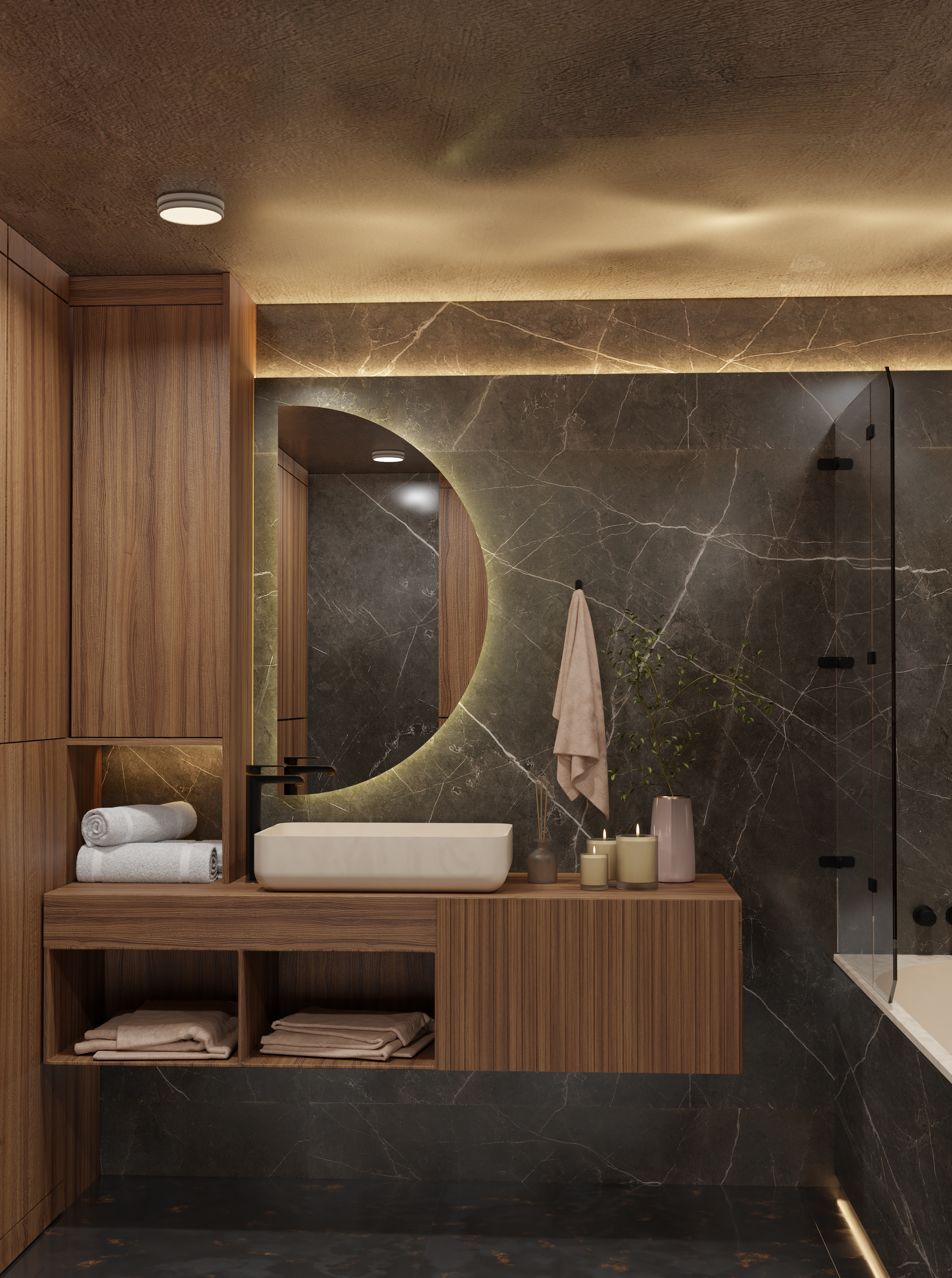 BD Art Luna lustro 65x120 cm półokrągłe z oświetleniem 301210000374 - Wysyłka w 24h