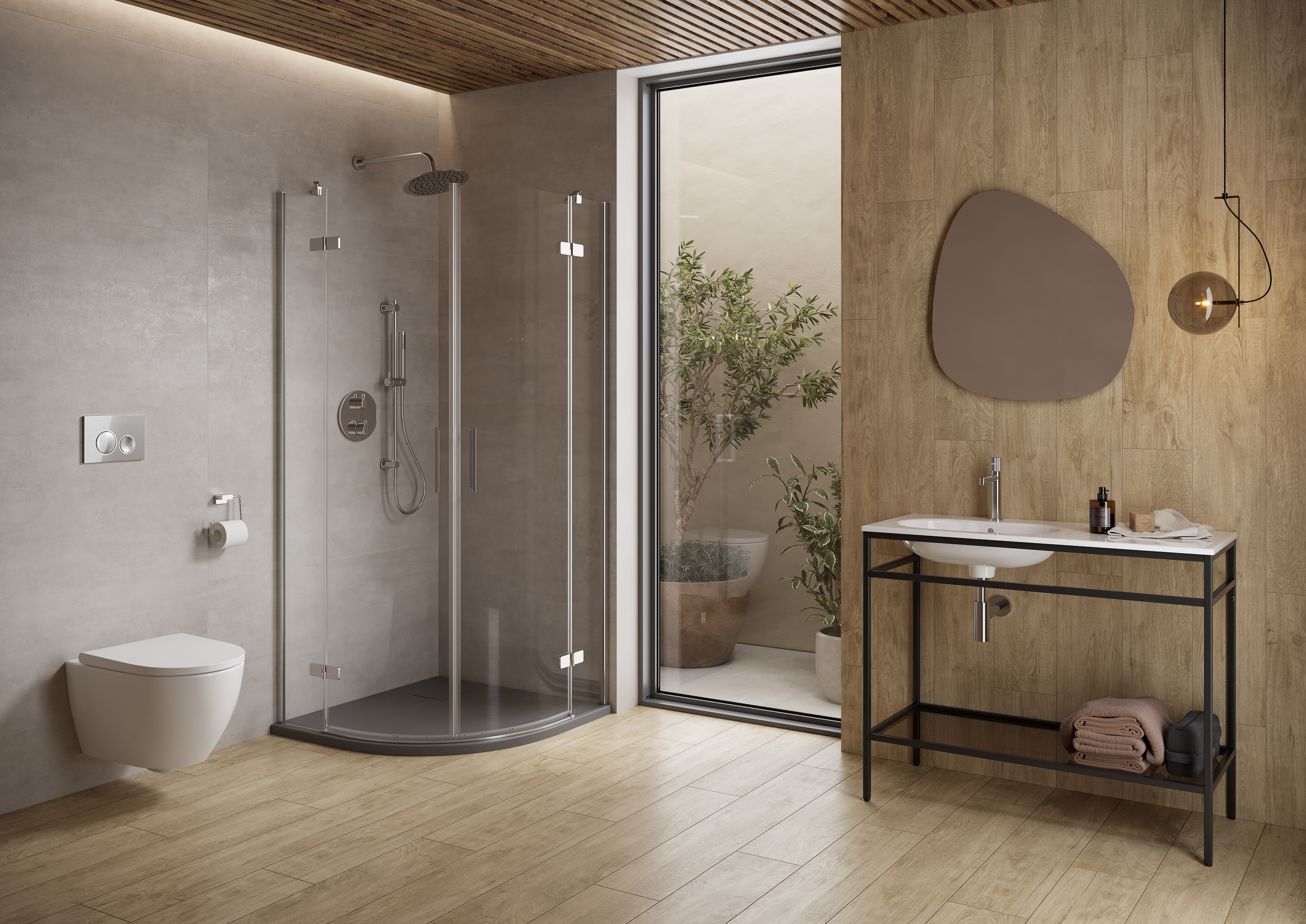 Cersanit City kabina prysznicowa 90x90 cm półokrągła złoty połysk/szkło przezroczyste S584-073