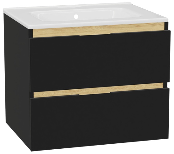 Zestaw Excellent Tuto 2.0 szafka 60 cm podumywalkowa wisząca z umywalką Pik czarny-dąb/biały MLEX.2172.K.60.0165.BKBK