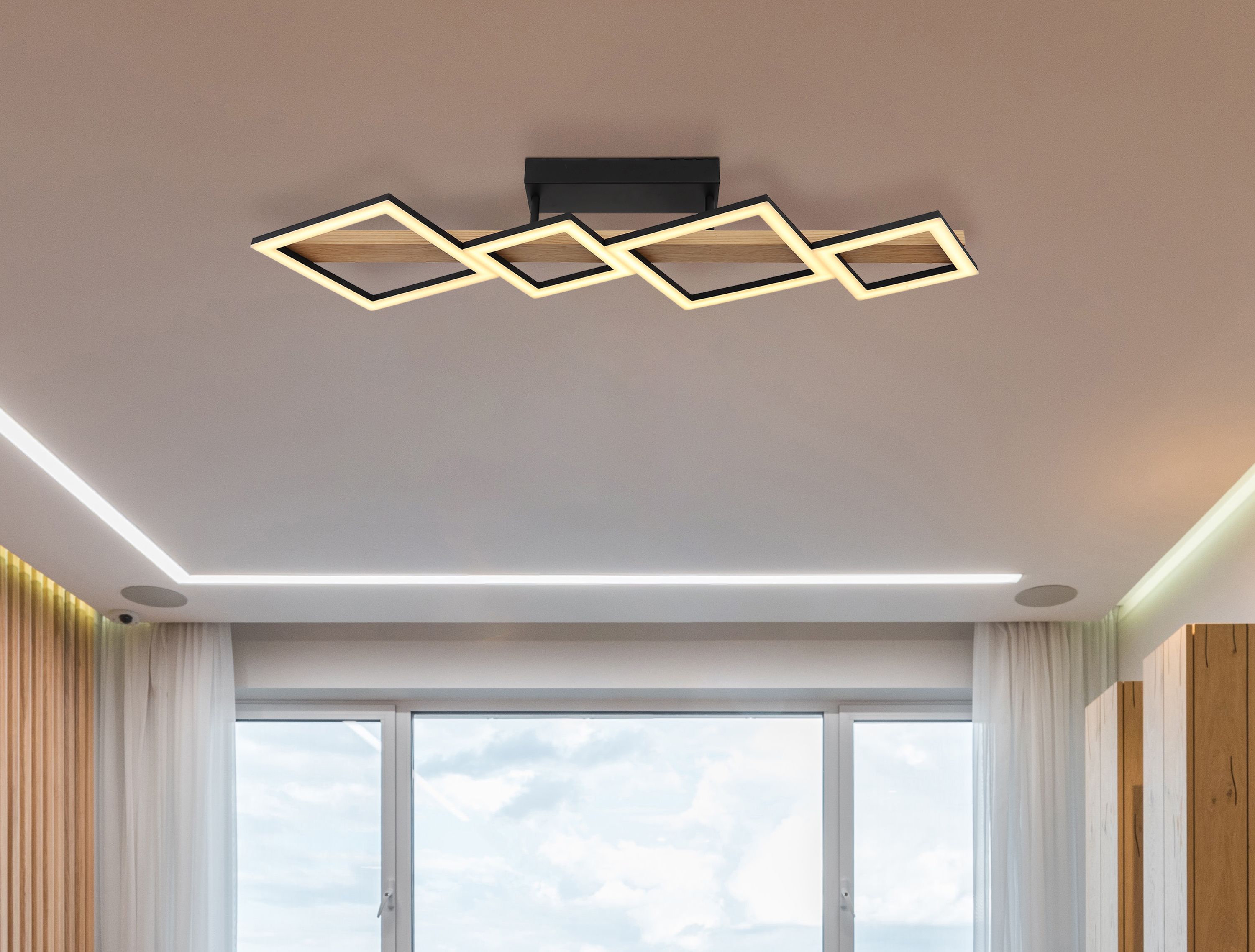 Globo Lighting Dustin lampa podsufitowa 4x35W czarny mat/drewno 67288D2